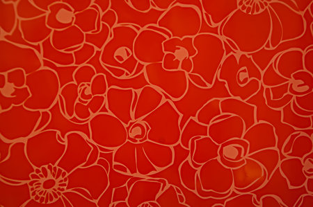 Background with flowers over red