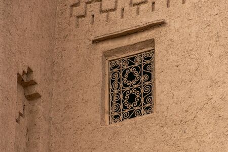 Window with decorative lattice of the Kasbah Amridil, Ouled Yaacoub, Skoura.Morocco.の写真素材