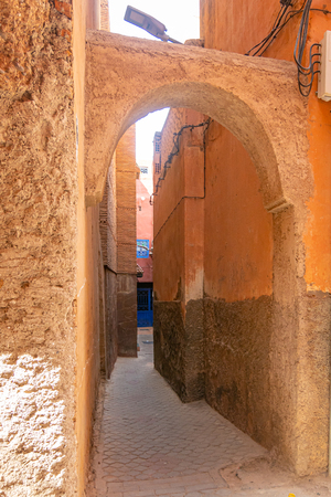 Typical arabic arch of a medina in Moroccoのeditorial素材