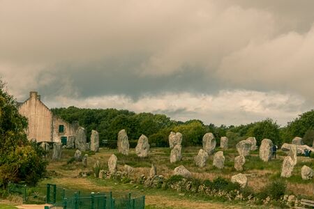 Alignments of Carnac, Menhir de Carnac in the Brittany region. France.の写真素材