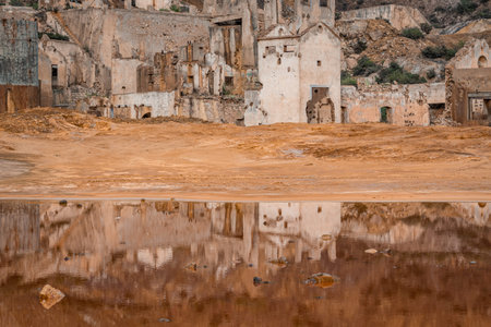Ruins of the abandoned Mines of MazarrÃ³n. Murcia region. Spain.の写真素材