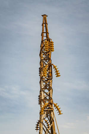 Old electricity tower in the Abandoned Mines of MazarrÃ³n. Murcia region. Spainの写真素材