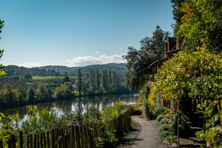 Beautiful La Roque-Gageac path, covered. The Dordogne. France. October 2021の写真素材