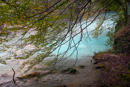 Route through the Source of Urederra. Navarre. Spain.の写真素材