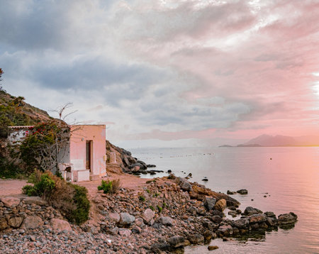 Sunset in La Azohia. Murcia. Spain.の写真素材