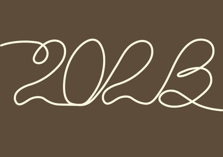 Sketch drawing of the inscription 2023 in one solid continuous line. Linear date style.