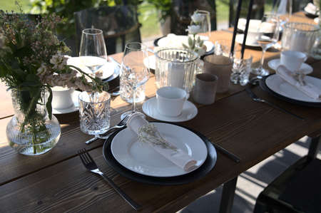Table decoration for the wedding in Hamburgの写真素材