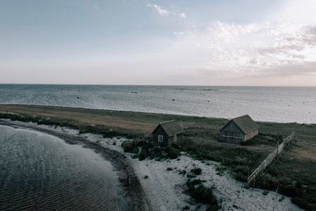 Fisherman's cottage by the sea. Nisseviken on Gotland, Sweden.の写真素材