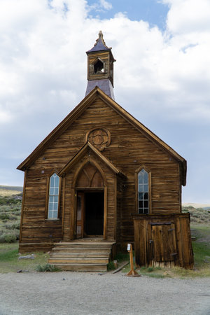 The old church in Bodie State Historic Park - Mono County, Californiaの写真素材