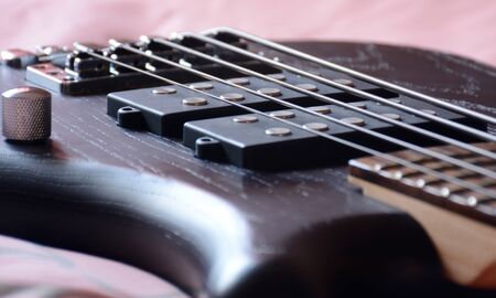 5 Strings Bass Guitar Black Oil Colorの写真素材