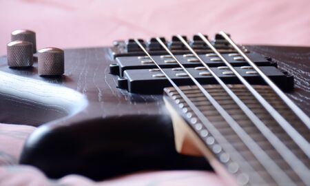 5 Strings Bass Guitar Black Oil Colorの写真素材