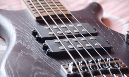 5 Strings Bass Guitar Black Oil Colorの写真素材