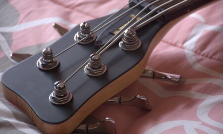 5 Strings Bass Guitar Black Oil Colorの写真素材