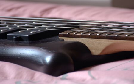 5 Strings Bass Guitar Black Oil Colorの写真素材