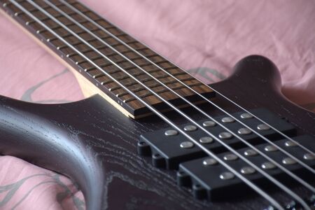 5 Strings Bass Guitar Black Oil Colorの写真素材