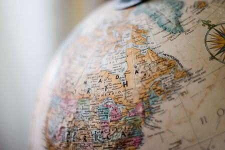 Globe, very old, selective focus over midwestの写真素材