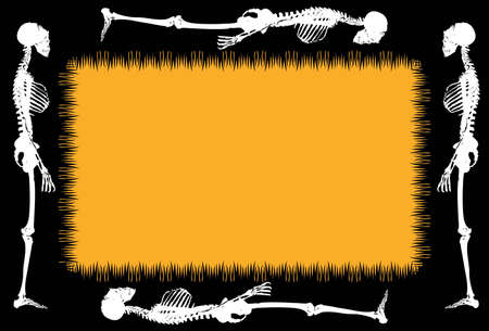 Black and orange Halloween card with skeleton.のイラスト素材