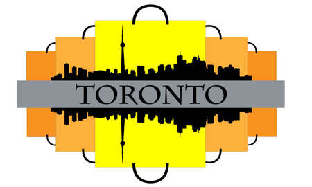 City of Toronto high rise buildings skyline with shopping bagsのイラスト素材