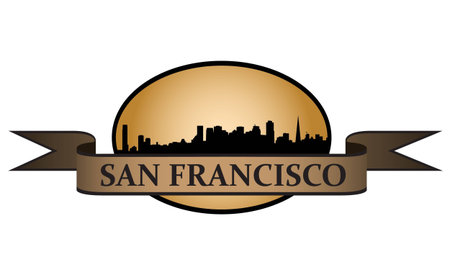 City of San Francisco crest with high-rise buildings skylineのイラスト素材