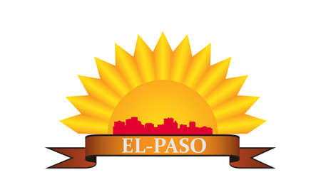 City of El-Paso crest with high-rise buildings skylineのイラスト素材