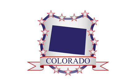 Colorado crest with state map and starsのイラスト素材