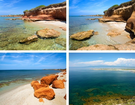 Collage of sardinian beachesの写真素材