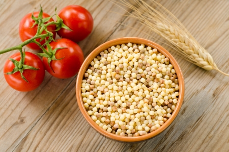 Raw Fregola, typical sardinian pastaの写真素材