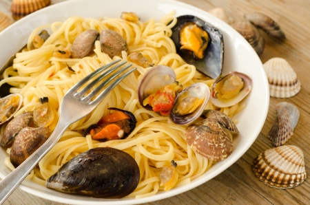 Bavette allo scoglio, italian cuisineの写真素材