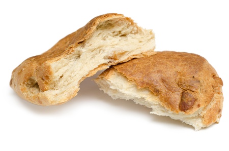 Italian bread filled with pieces of lardの写真素材