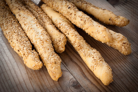 Italian breadsticks with sesame seeds