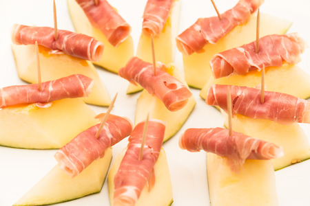 Fresh Melon with ham, Italian Appetizerの写真素材