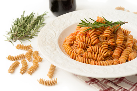 Fusilli with tomato sauceの写真素材