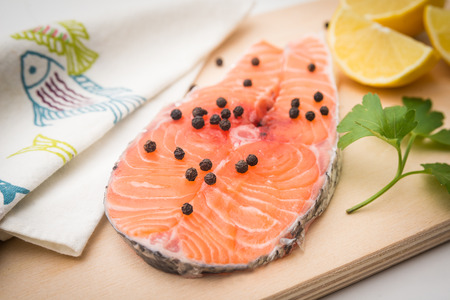 Fresh salmon steakの写真素材