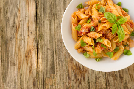 Italian pasta with fish ragoutの写真素材