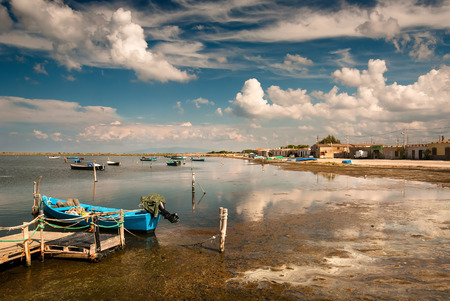 Marceddi fishing village, Oristano, Sardiniaの写真素材