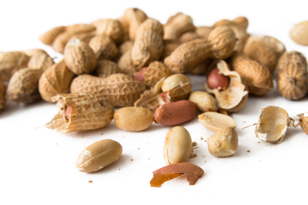 Peanuts isolated on whiteの写真素材