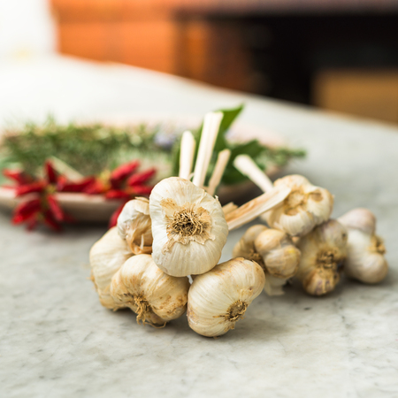 Garlic and other spicesの写真素材