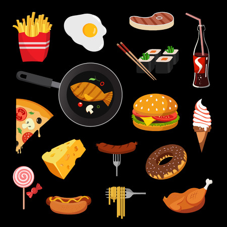 Modern food vector icon setのイラスト素材