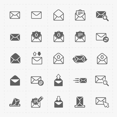 Email and envelope icons on White Background.のイラスト素材