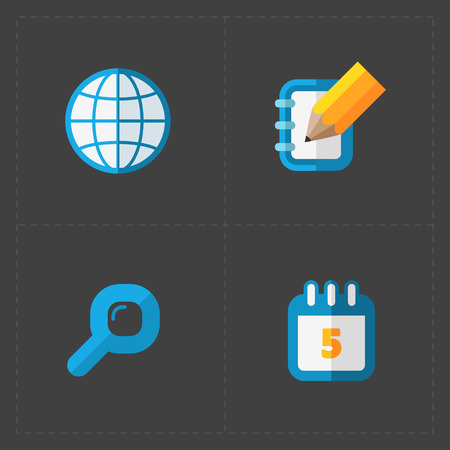 Modern colorful flat social icons set on Dark Backgroundのイラスト素材