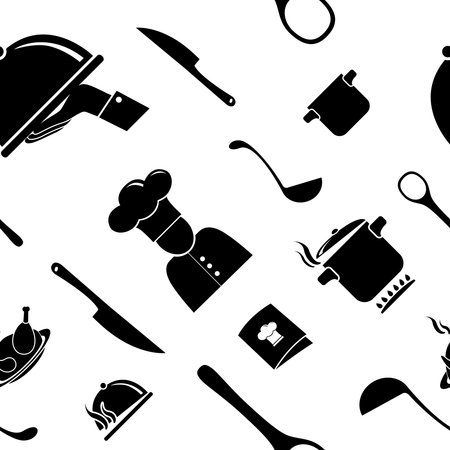 Kitchen seamless vector patternのイラスト素材