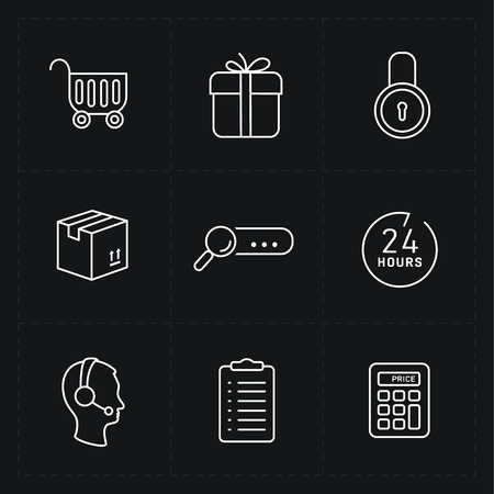 Flat contour shop icon setのイラスト素材