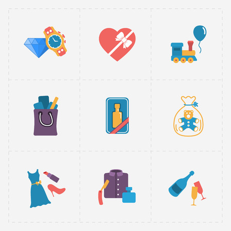 a Gift modern colorful shop icons on whiteのイラスト素材