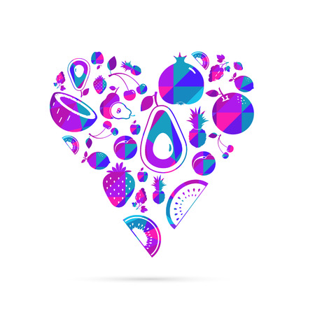 Vector colorful  fruit heart.のイラスト素材
