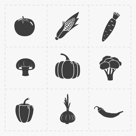 Vegetable Black Icon set on Whiteのイラスト素材