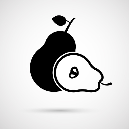 Vector pear and its half isolated  on white backgroundのイラスト素材