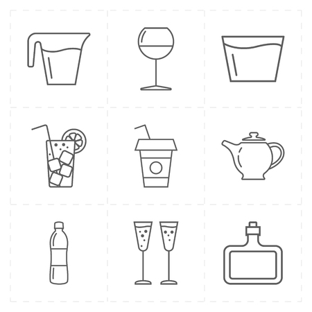 9 modern flat bar iconsのイラスト素材