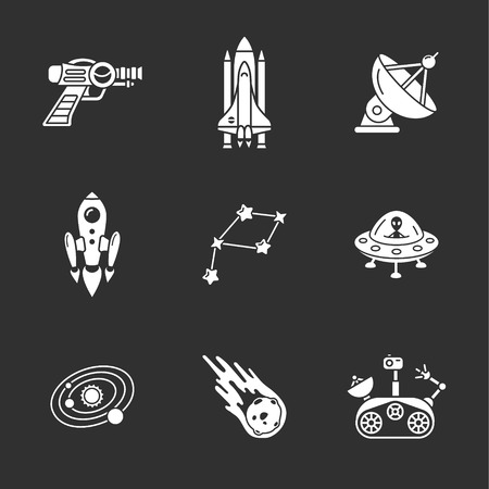 nine stylish space iconsのイラスト素材