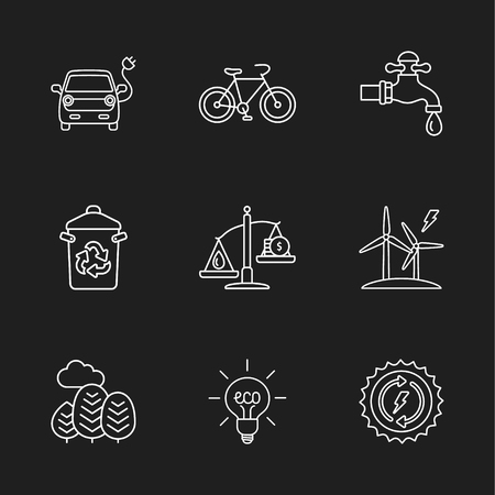 nine flat eco iconsのイラスト素材