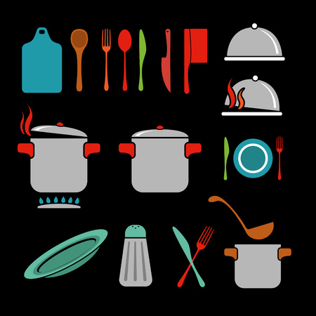 Kitchen vector icons setのイラスト素材